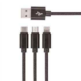 Setty 3in1 USB-nailonkaapeli musta R