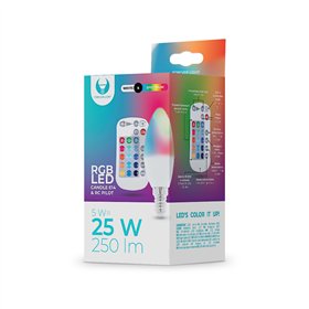 Светодиодная лампа E14 C37 RGB + Белый 5 Вт + RC Forever Light