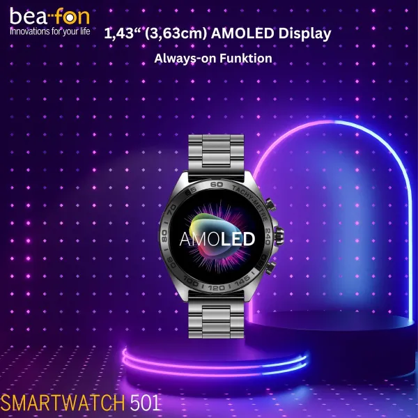Älykello beafon WATCH 501 1,43" Teräs Mattamusta