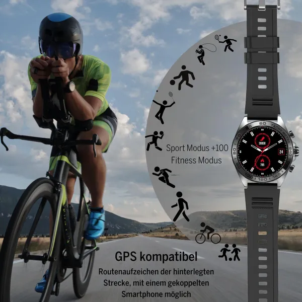Älykello beafon WATCH 501 1,43" Teräs Mattamusta