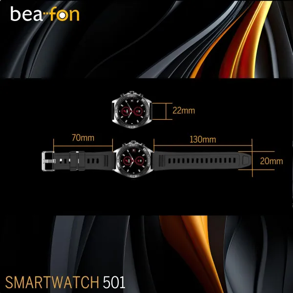 Älykello beafon WATCH 501 1,43" Teräs Mattamusta