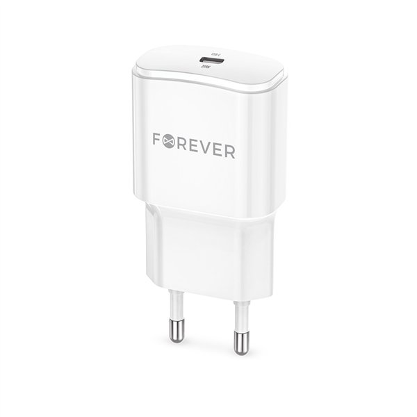 Forever TC-01-20C PD QC lādētājs 1x USB-C 20W balts