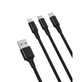 XO kabelis NB173 3in1 USB - Lightning + USB-C + microUSB 1,2 m 2,4A melns