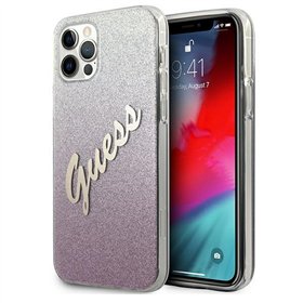 Guess case for iPhone 12 / 12 Pro 6,1&quot GUHCP12MPCUGLSPI pink hard case Glitter Gradient Script