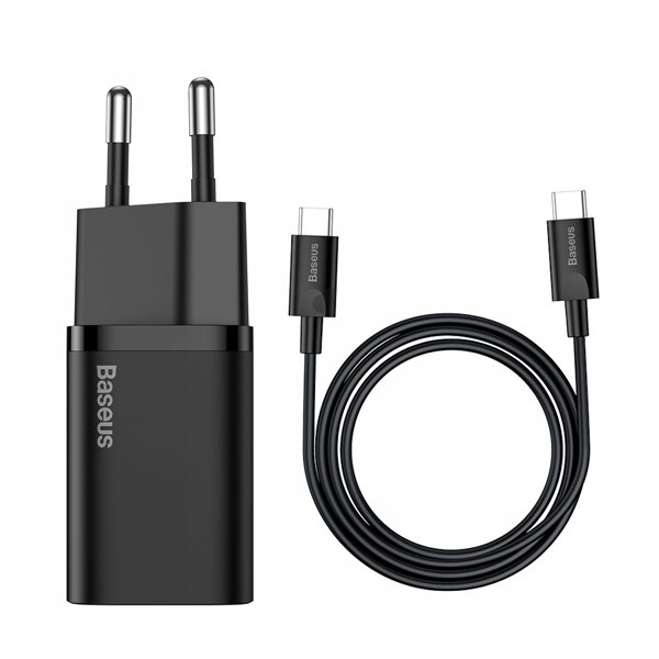 Baseus wall charger Super Si PD 25W 1x USBC black + USB-C - USB-C cable
