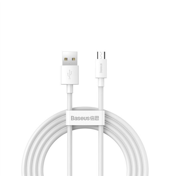 Baseus cable Simple Wisdom USB - microUSB 1,5 m 2,1A white 2 pcs