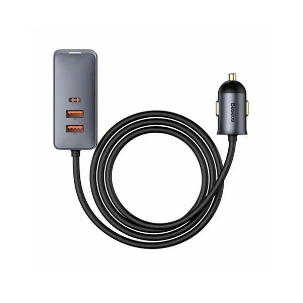 „Baseus“ automobilinis įkroviklis „Share Together 2in1 PD 120W“, 2x USB, 2x USB-C, pilkas