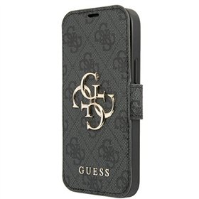 Guess aizsargvāciņš iPhone 13 Pro / 13 6,1" GUBKP13L4GMGGR pelēks grāmatu maciņš 4G Big Metal Logo