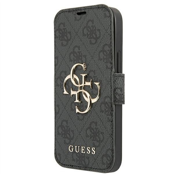 Guess aizsargvāciņš iPhone 13 Pro / 13 6,1" GUBKP13L4GMGGR pelēks grāmatu maciņš 4G Big Metal Logo