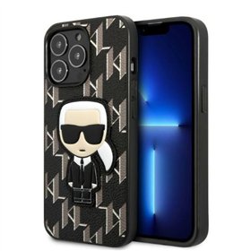 Karl Lagerfeld dėklas, skirtas iPhone 13 Pro 6,1 colio, KLHCP13LPMNIKBK, juodas kietas dėklas, Monogram Iconic Karl