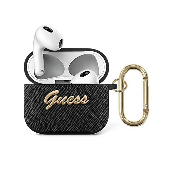 Guess Airpods 3 GUA3SASMK -kuulokkeiden suojakuori, musta, 4G, Script Metal