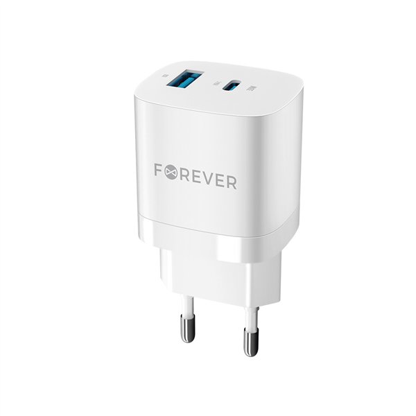 Зарядное устройство Forever TC-05-33AC GaN PD QC 1x USB-C 1x USB 33 Вт, белое