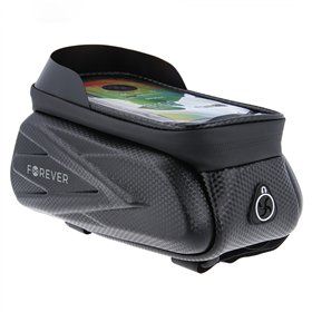 Vandeniui atsparus dviračio rėmo krepšys su šoniniais apvalkalais ir telefono laikikliu „Forever Outdoor“, juodas