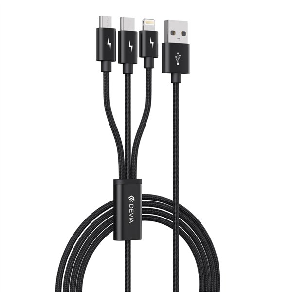 Devia cable 3in1 Gracious EC048 USB - Lightning + USB-C + MicroUSB 1,2 m 3A black