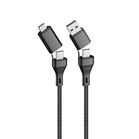 Forever CORE 4in1 laidas USB + USB-C - USB-C + microUSB 1,2 m 3A juodas