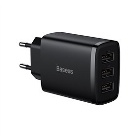 Baseus-seinälaturi Compact 3 x USB musta 17w