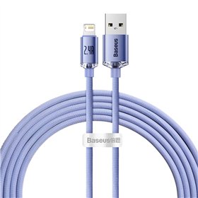 Кабель Baseus Crystal Shine USB - Lightning 2,0 м 2,4А фиолетовый
