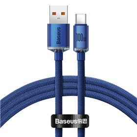 Baseus cable Crystal Shine USB - USB-C 1,2 m 100W blue