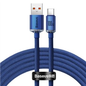Baseus cable Crystal Shine USB - USB-C 2,0 m 100W blue