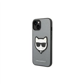 Karl Lagerfeld case for iPhone 14 Pro Max 6,7&quot KLHCP14XSAPCHG silver PU Saffiano case with Choupette Head Patch