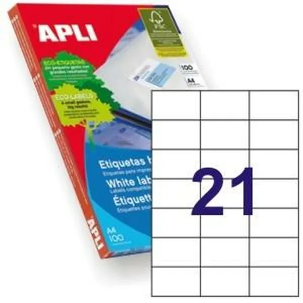 Клейкие этикетки Apli 1276 Белый 100 Листья 70 x 42,4 mm