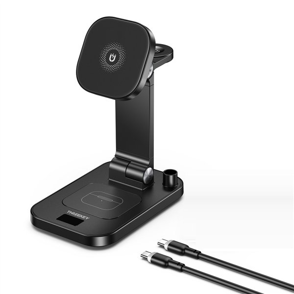 „THREEKEY“ belaidis įkroviklis TK-23 4in1 15W juodas