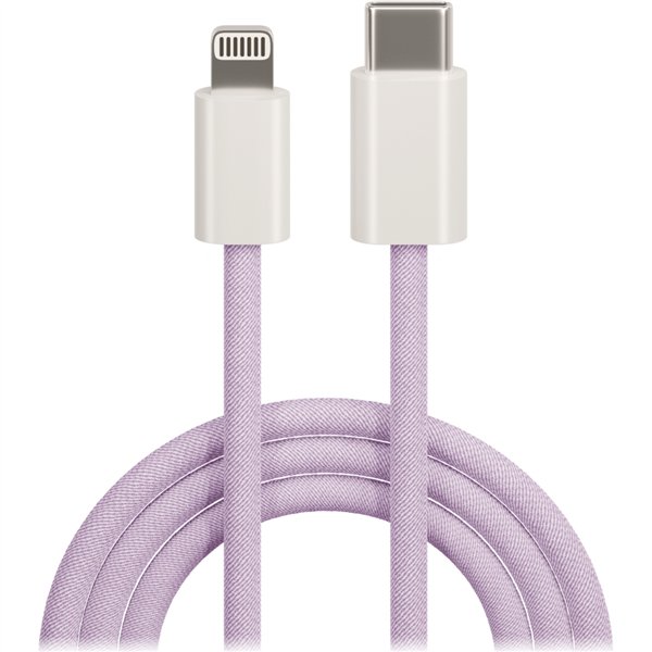 „Maxlife MXUC-06“ laidas USB-C - „Lightning“ 1,0 m 20W violetinis nailonas