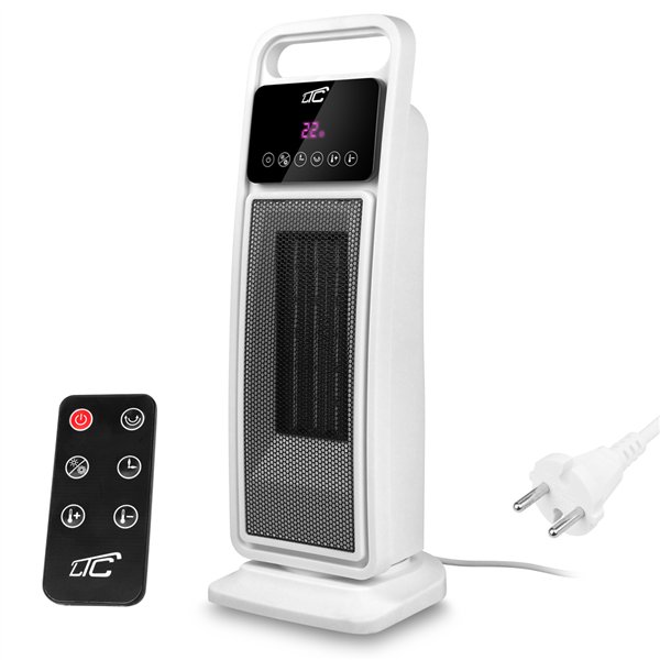 Valkoinen LTC-lämmitin keraamisella lämmityselementillä 1400/2000W kaukosäätimellä