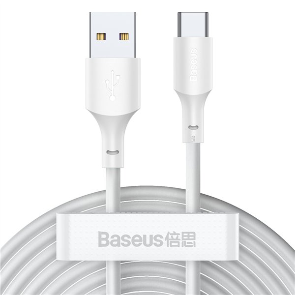 Baseus cable Simple Wisdom USB - USB-C 1,5 m 5A white 2 pcs