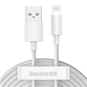 Baseus cable Simple Wisdom USB - Lightning 1,5 m 2,4A white 2 pcs