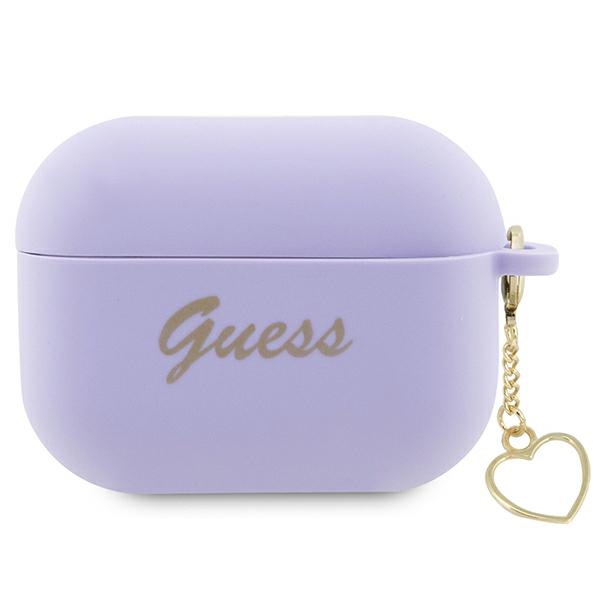 Чехол Guess для AirPods Pro 2 GUAP2LSCHSU, фиолетовый силиконовый сердечко