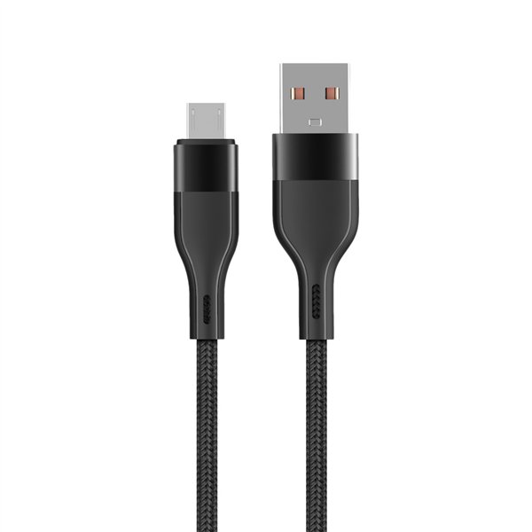 „Maxlife MXUC-07“ laidas USB - „microUSB“ 1,0 m 2,4A, juodas nailonas