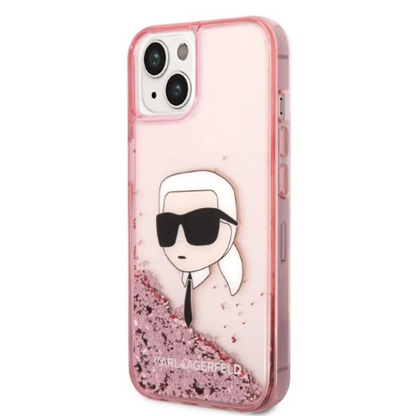 Чехол Karl Lagerfeld для iPhone 14 Plus 6,7" KLHCP14MLNCHCP, розовый, с блестками, NFT, с изображением головы Шупетт