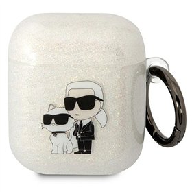 Karl Lagerfeld case for Airpods 1 / 2 KLA2HNKCTGT transparent Gliter Karl&Choupette