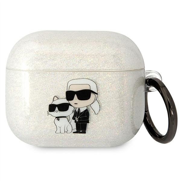 Karl Lagerfeld maciņš Airpods 3 austiņām KLA3HNKCTGT caurspīdīgs, mirdzošs Karl&Choupette