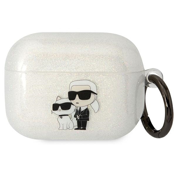 Karl Lagerfeld case for Airpods Pro KLAPHNKCTGT transparentne Gliter Karl & Choupette