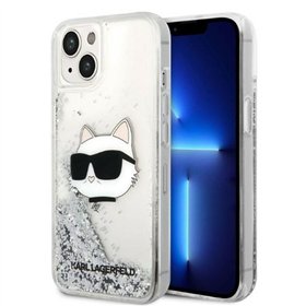 Karl Lagerfeld iPhone 14 Plus 6,7 collu KLHCP14MLNCHCS sudraba cietais vāciņš ar mirdzošu Choupette Head