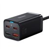 Baseus sienas lādētājs GaN3 Pro PD 65W 2x USB-C 2x USB melns + USB-C - USB-C kabelis