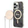 Чехол Guess + зарядное устройство для iPhone 13 Pro 6,1 дюйма GUBPP13LH4EACSK, черный, жесткий чехол 4G Print MagSafe