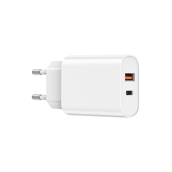 WIWU sienas lādētājs Wi-U002 PD + QC 20W 1x USB 1x USB-C balts