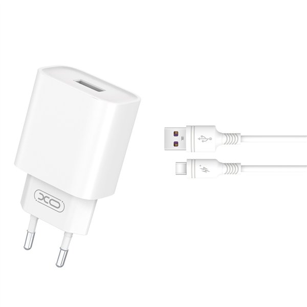 Сетевое зарядное устройство XO CE02D QC 3.0 18 Вт 1x USB белый + кабель USB-C