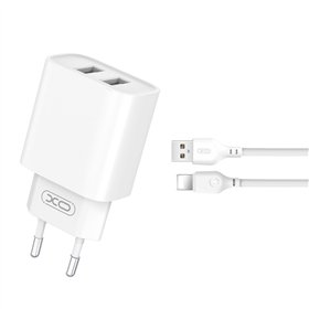 XO wall charger CE02C 2x USB 2,1A white + Lightning cable