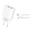 XO wall charger CE02C 2x USB 2,1A white + Lightning cable