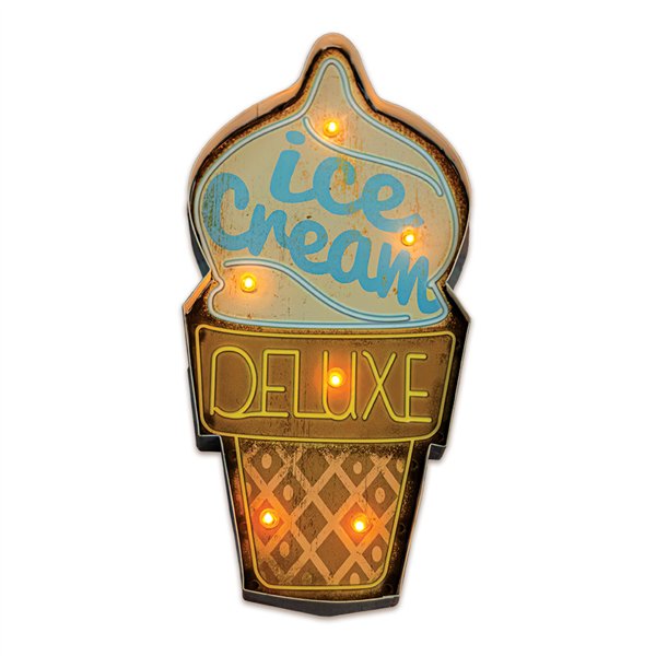 Металлическая светодиодная вывеска RETRO Ice Cream Forever Light