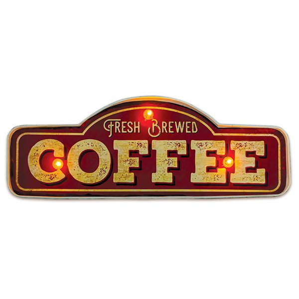 RETRO Metal Sign LED Fresh Brewed Coffee Forever Light