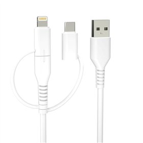 „Forever“ perdirbamas laidas 3w1 1,5m 2,4A USB-A - USB-C+ microUSB + Lightning KR3W1-00 baltas