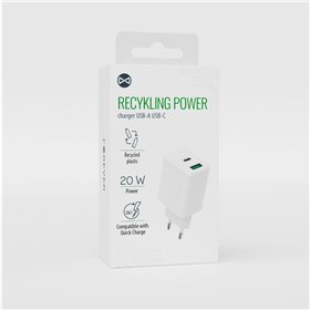 Forever recycled wall charger USB + USB-C 20W LSR20-AC-00 white