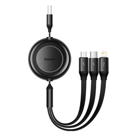 Baseus cable Bright Mirror 2 3w1 USB - micro USB + Lightning + USB-C 1,1m 3,5A black retractable