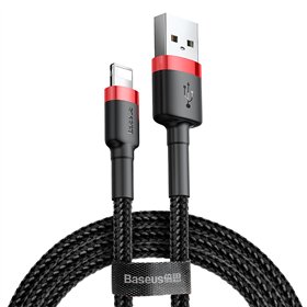 Baseus Cafule USB-Lightning-kaapeli 0,5m 2,4A puna-musta