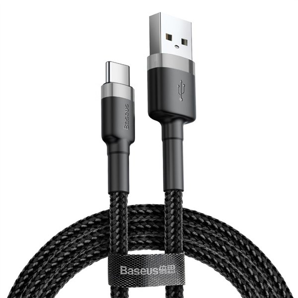 Baseus-kaapeli Cafule USB - USB-C 3m 2A harmaanmusta
